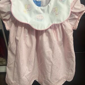 Pink Birthday Smocked Dress with Embroidered Collar